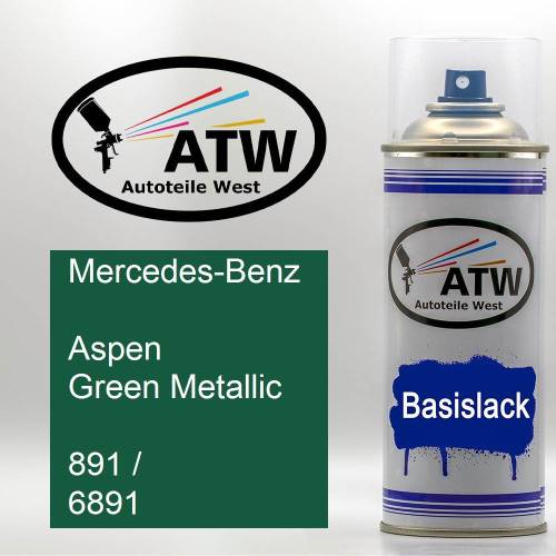 Mercedes-Benz, Aspen Green Metallic, 891 / 6891: 400ml Sprühdose, von ATW Autoteile West.